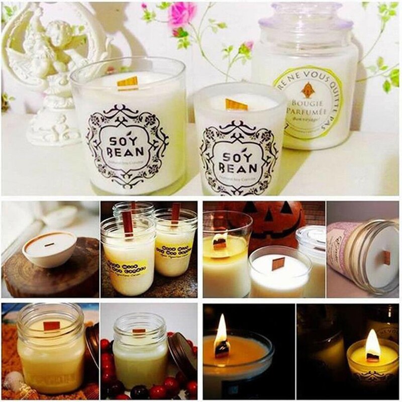 20Pcs Wooden Candles Wick With Sustainer Tab Candle Wick Core For DIY Candle Making Supply Soy Parffin Wax 12.5mm 75mm 130mm