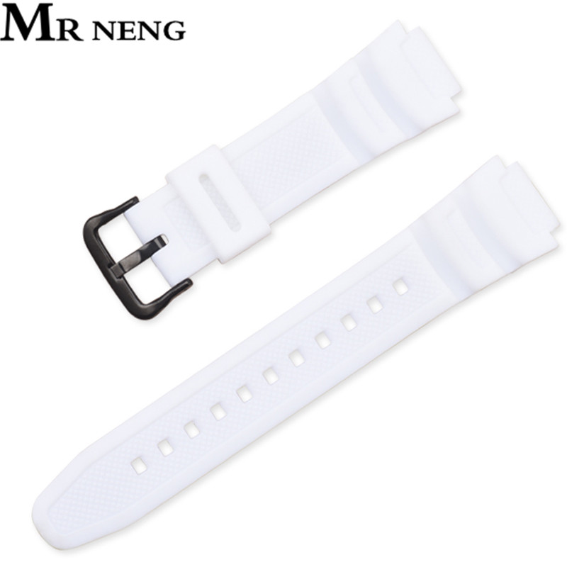 Bracelet En Silicone pour Casio AE-1000w AQ-S810W SGW-400H/SGW-300H Bracelet En Caoutchouc Boucle Ardillon Bracelet Montre Bracelet de Poignet Noir: White  B