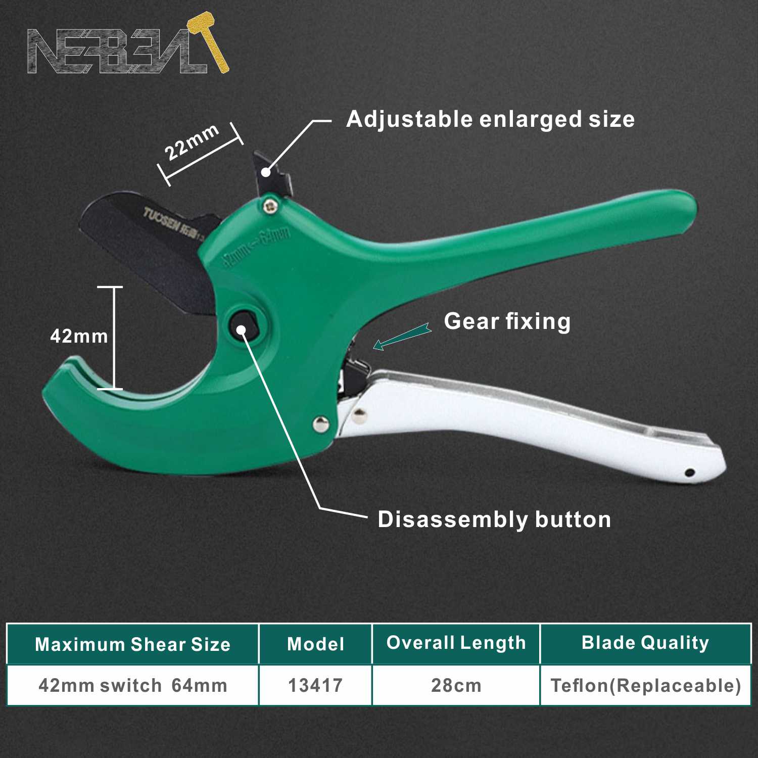 Tijeras de plástico SK5 para cortar tubos de plástico, herramientas manuales de fontanería, PVC/PE/VE/PPR, de aleación de aluminio, 42-75MM