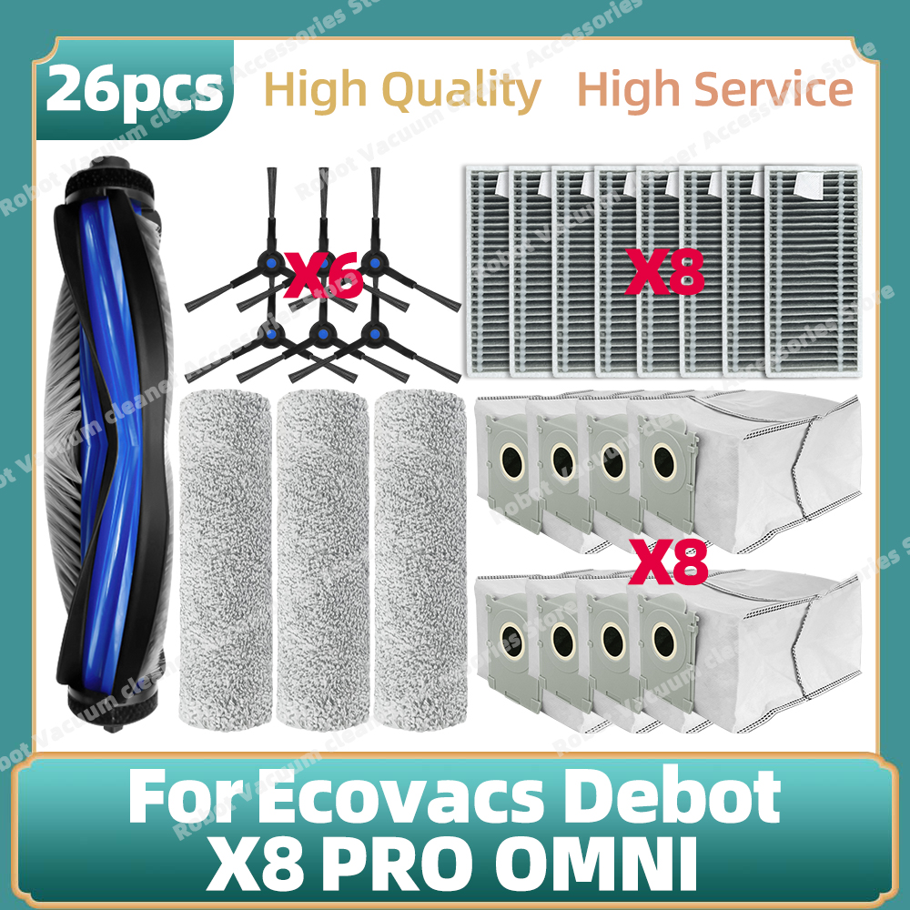 Compatibel Voor Ecovacs Deebot X8 PRO OMNI/DEX56 Accessoires Belangrijkste Zijborstel Mop Doek Stofzak Vervangende Onderdelen: Bruin