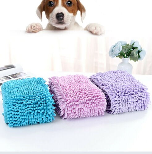 Solid hund katteblød, hurtigtørrende fnugfri, absorberende håndklæde, badekar, fiber, tørringsklud, kæledyr, rengøringshåndklæder