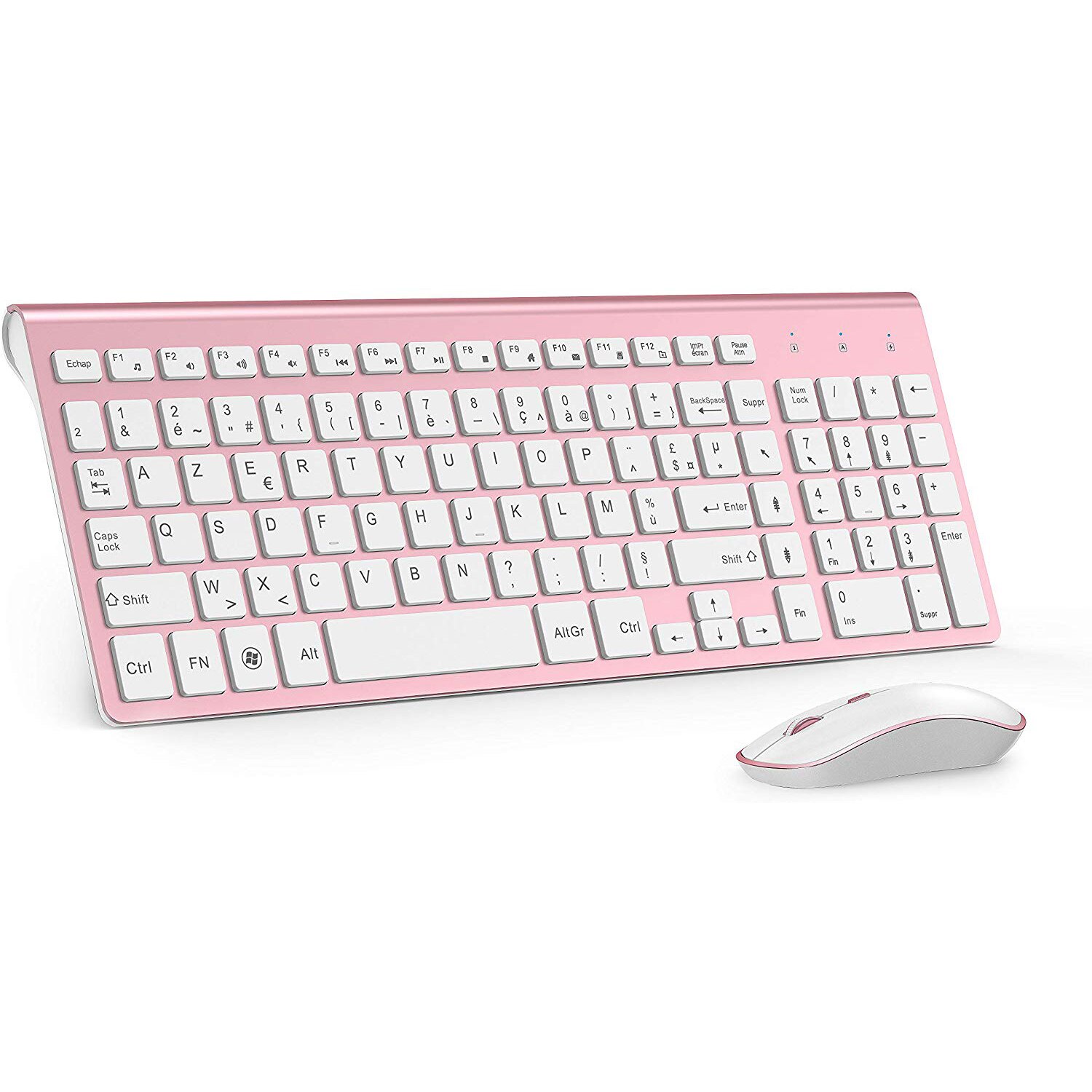 Wireless Keyboard Mouse,French full-size “AZERTY”French layout，Compatible with iMac Mac PC Laptop Tablet Computer .Pink: Default Title