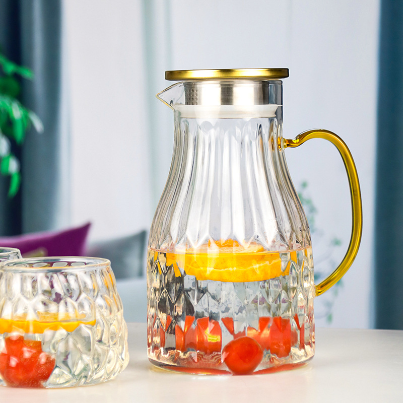 1.7L Heat resistant glass cold water pot cold water pots large capacity boiling cup thickened juice bottle drink dispenser