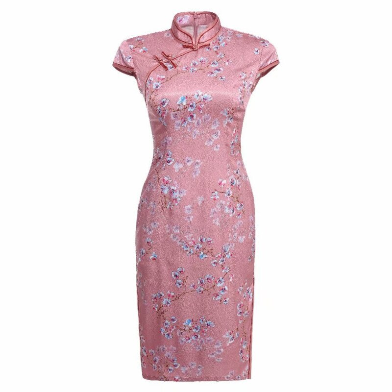 Stand Lead Pink Chinese Cheongsam Dresses Surplice... – Vicedeal