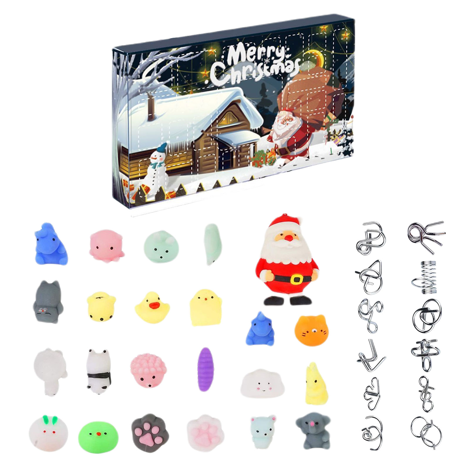 Kerst Advent Countdown Kalender Dinosaurussen Geschenkdoos 24Pcs Knijp Dier Speelgoed Dier Standbeelden Educatief Leuk Speelgoed Voor Kind: D