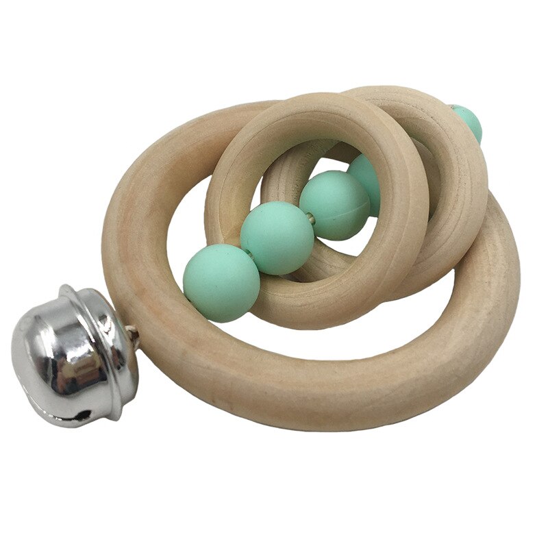 Baby Speelgoed Rammelaars Voor Pasgeborenen Bed Bel Houten Ring 0-12 Maanden Beuken 1Pcs Hout Bijtring Educatief Speelgoed voor Childrens: light green-no-box