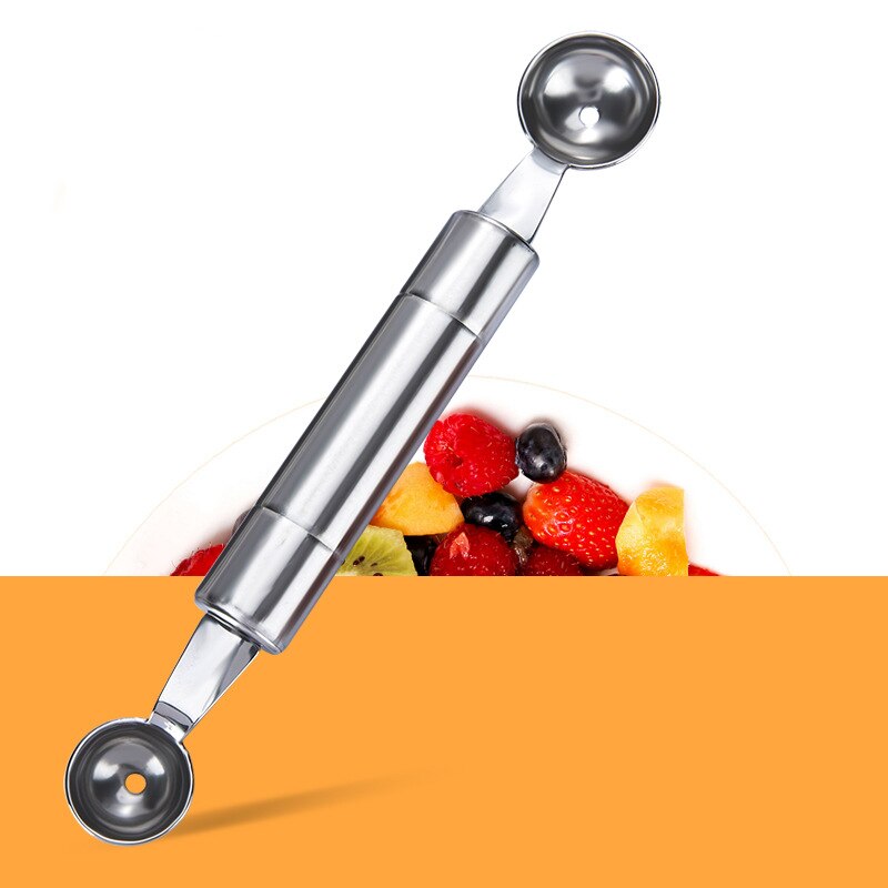 Fruit Platter Carving Knife Melon Spoon Ice Cream Dig Scoop Watermelon Kitchen DIY Cold Dishes Gadgets Slicer Tools Food Cutter: double-end spoon