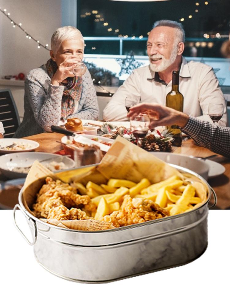 Ice Bucket Galvanized Iron Sturdy Durable Barrel For Dinners Parties Restaurants French Fries Bucket Chicken Nugget Bucket