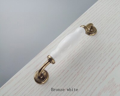 Keramik blomstermøbler hardware håndtag skydedør skuffeknapper garderobe køkkenskabe skab kommode skub træk håndtag: Bronze hvid