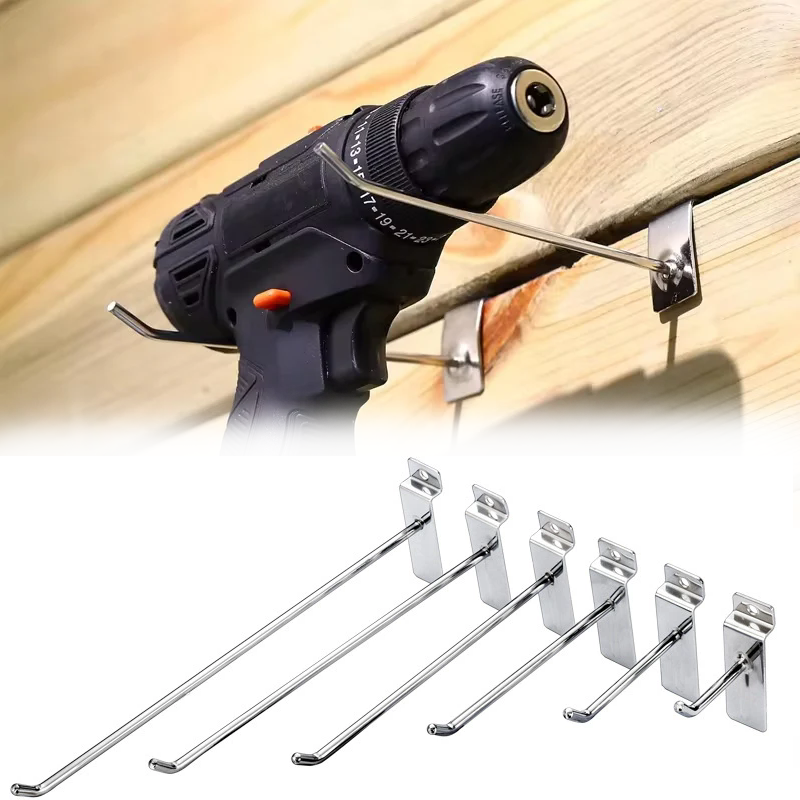 100/20Pcs Slatwall Panel Hook Slat Wall Hanging Hooks Metal Slatwall Hooks and Hangers Thickness Silver Slatwall Pegs for Garage