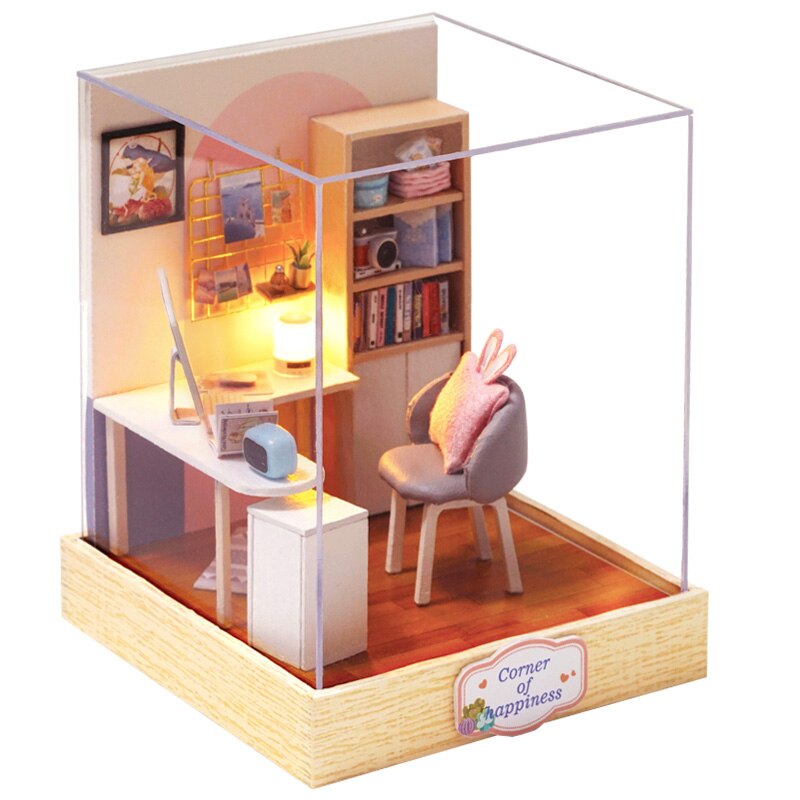 Poppenhuis Meubels Diy Miniatuur 3D Houten Miniaturas Poppenhuis Speelgoed Voor Kinderen Verjaardagscadeautjes Casa Kitten Dagboek H013: QT30