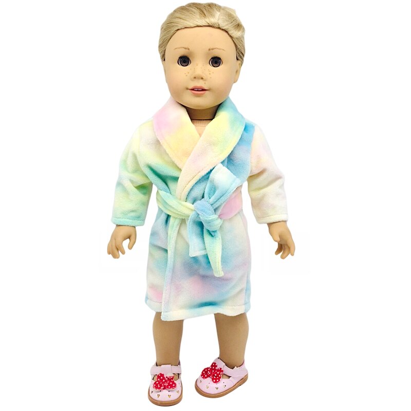 Ajustement 18 pouces 43cm né bébé américain poupée vêtements fille poupée couleur jaune pyjama jarretelle costume accessoires pour bébé