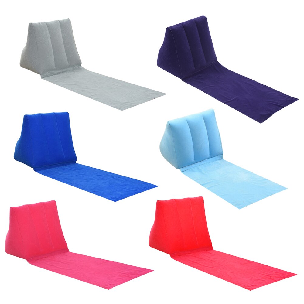 PVC Inflatable Beach Mat Camping Lounger​ Waterproof Back Pillow Triangle Cushion Chair Seat Air Bed OutdoorTravel Accessories