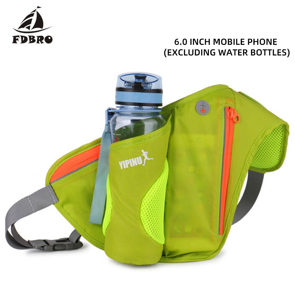 Fdbro mænds pung mobiltelefon lomme sag camping vandreture sport vandflaske talje tasker kører fanny kvinder pakke pose bælte: Grøn