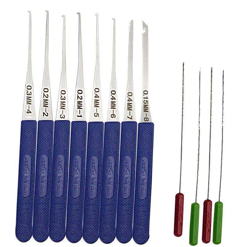 Locksmith Lock Pick Set Stainless Steel Double Row Tension Removal Hooks Lock Picks Tools Lockpick: Brown