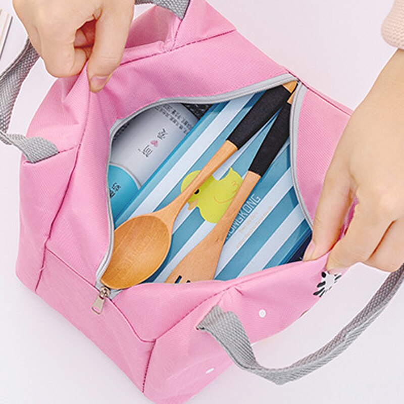 Cute Cartoon Lunch Bags Children Waterproof Cooler Bag Kids Foods Heat Preservation Tote Bag Girls Portable Bento Pouch