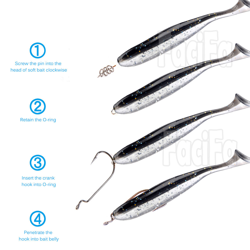 Stainless Steel Fishing pins Spring Twist Lock Fishing Hook Tool Centering Pins Fixed Latch Needle for Soft Lure Bait Worm