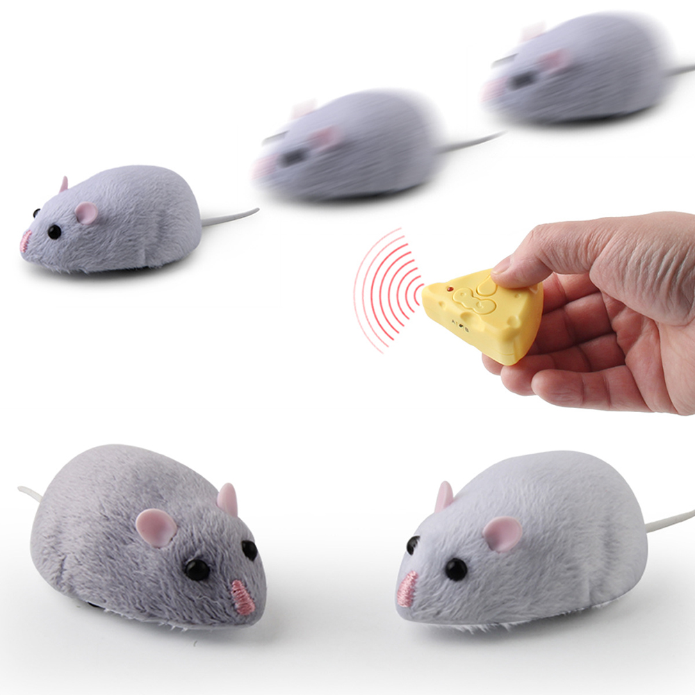 Wireless Electronic Remote Control Rat Plush RC Mouse Toy Flocking Emulation Toys Rat For Cat Dog Joke Scary Trick Toys
