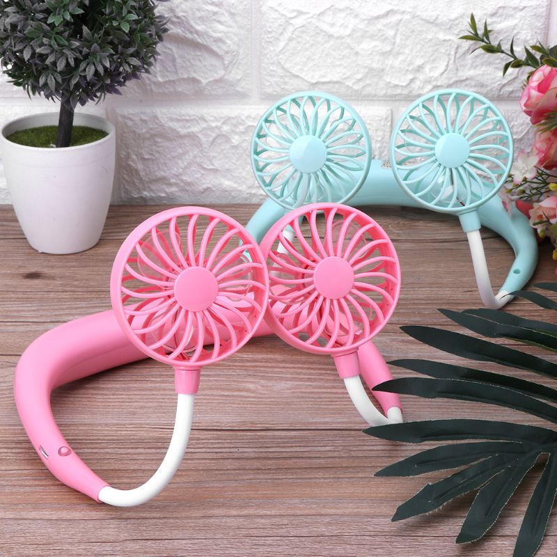 3.7v 1200 mah usb oplaadbare 3 versnellingen draagbare draagbare ventilator handsfree nek hangende mini sportventilator luchtkoeler