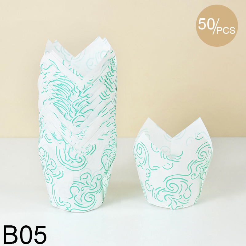 50 stücke Zeitung Stil Cupcake Liner Backförmchen Für Hochzeit Geburtstag Party Tulpe Muffin Cupcake Pappbecher Öldicht Kuchen Verpackung: Himmel Blau