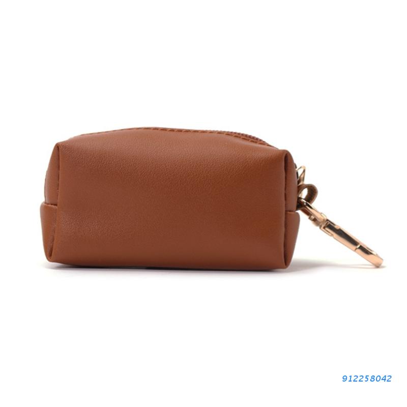 Dispensador portátil de bolsas para recoger excrementos de perro, soporte para bolsas de residuos, suministros para mascotas al aire libre, organizador de bolsas de basura: yellow brown