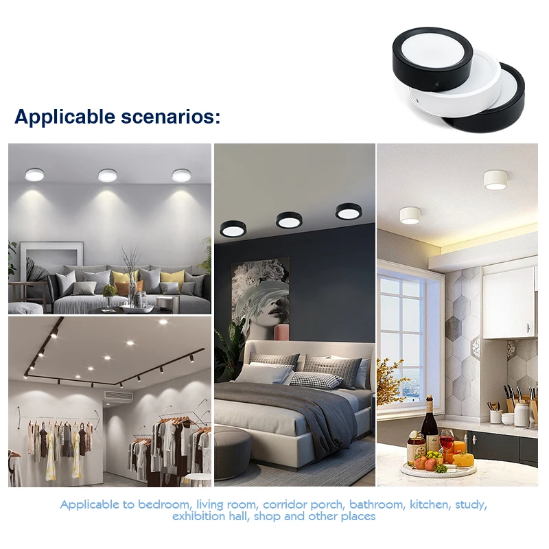 Led downlight 9w 12w 15w 18w overflademonteret panellampe  ac 220v køkken soveværelse stue loft spotlampe til husholdningen