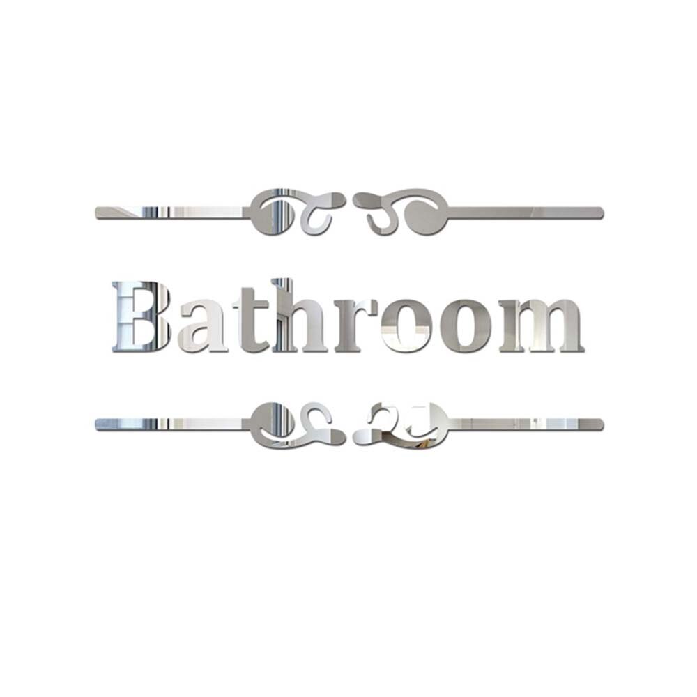 3D Acrylic Bathroom Toilet Tips Mirror Sticker Personality Modern Wc Door Prompt Sign Self Adhesive Letters Wall Sticker