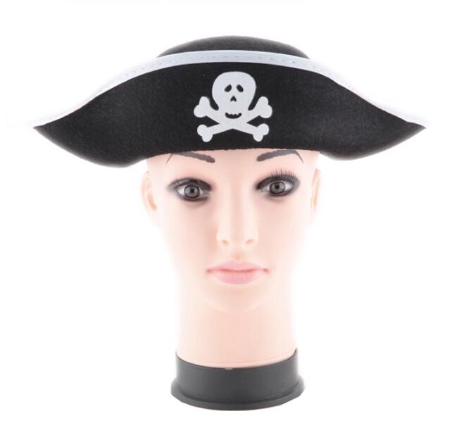 Sombrero de capitán pirata, gorro con de calavera y Crossbone, disfraz para vestido de lujo, de Halloween, poliéster 2022 Cos Prop