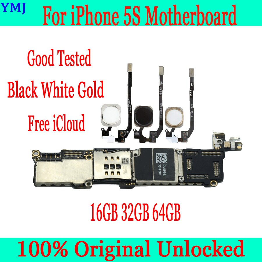 16GB / 32GB /64GB for iphone 5S Motherboard with/without Touch ID,Original unlocked for iphone 5S Mainboard with Full Chips