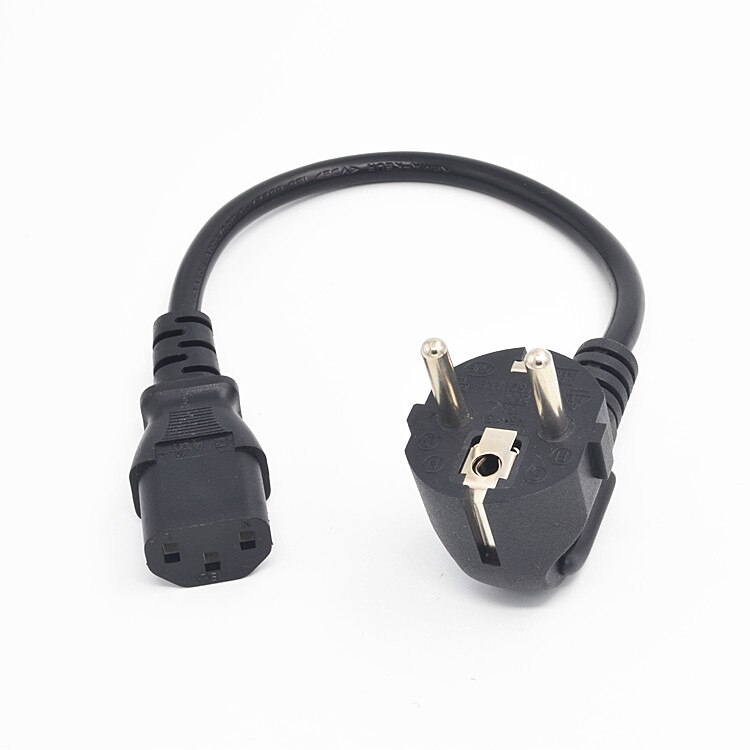 Korte 0.2 M/1ft Europese 3 Pin Male Naar Iec 3 Pin Vrouwelijke, Schuko Naar C13 Netsnoer