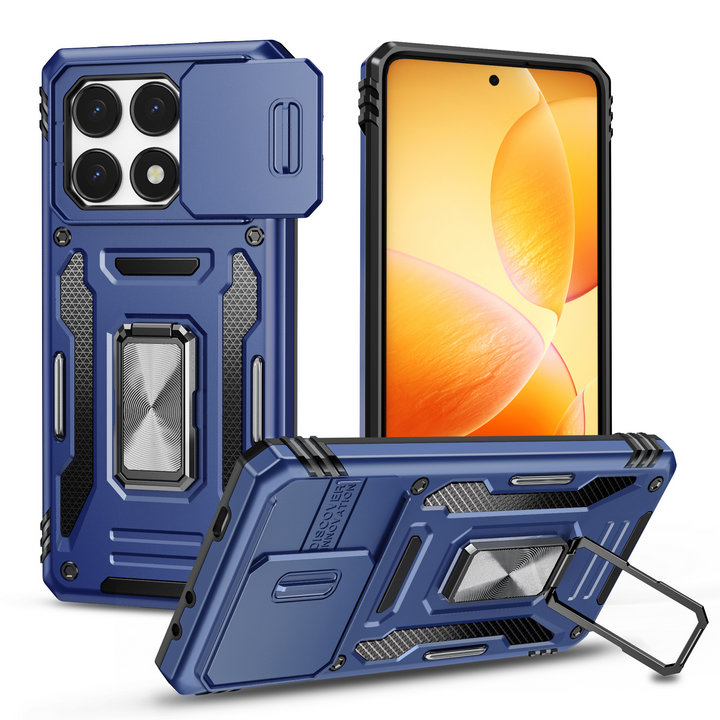Shockproof Case For Xiaomi 14T Pro 5G Armor Camera Slide Ring Back Cover For Xiaomi 14T Case Mi 12X 12S 12 11T Pro 14 T Funda: Cotton / Blue