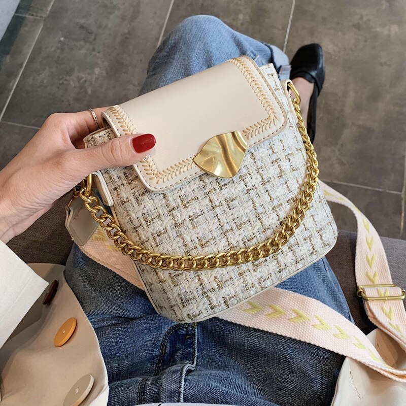 191227 Ivog Alledaagse Vrouwelijke Kleine Schoudertas Crossbody Handtas Zwart Bont Ketting Geometrische Emmer Tassen Voor Vrouwen