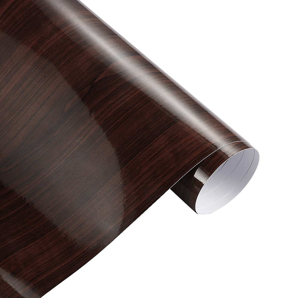 60cmx500cm Glossy Wood Grain Car Wrap Vinyl Film DIY Wood Grain Textured Furniture Decal Waterproof Self-adhesive Car Sticker