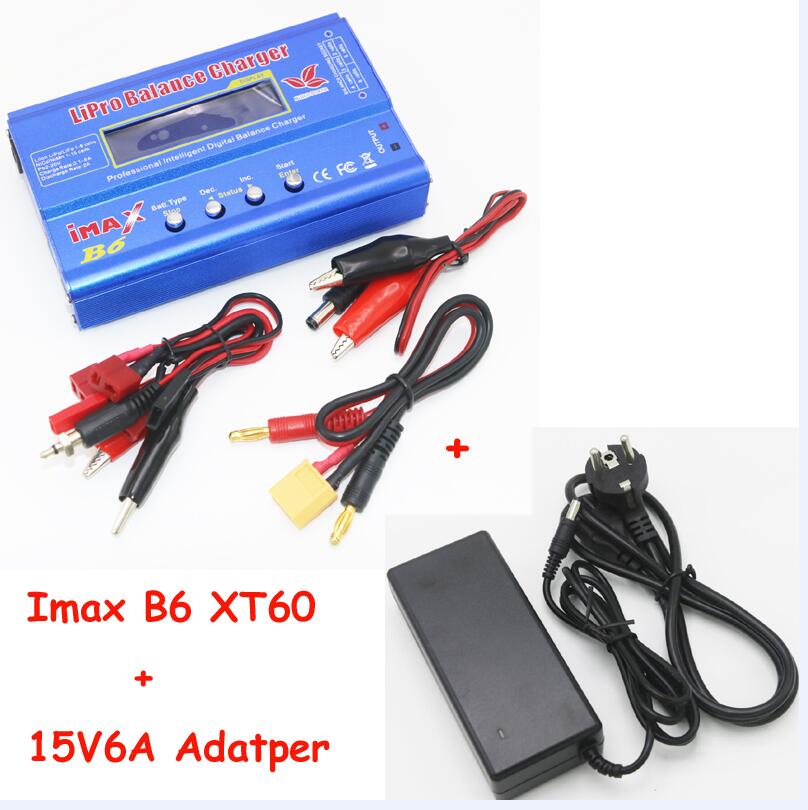 iMAX B6 80W 6A Battery Charger Lipo NiMh Li-ion Ni-Cd Digital RC Balance Charger Discharger + 15v 6A Power Adapter+Charge Cable: B6 XT60 and adapter