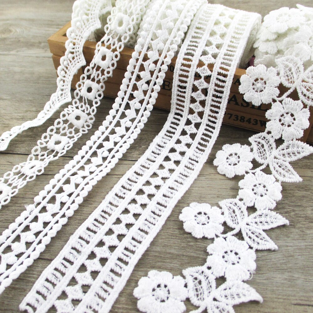 1 Yard Fiber Flower Lace Trim Pearl Embroidery Sewing Fabric Ribbon DIY Garment Accessories for Wrapping,1Yc2452