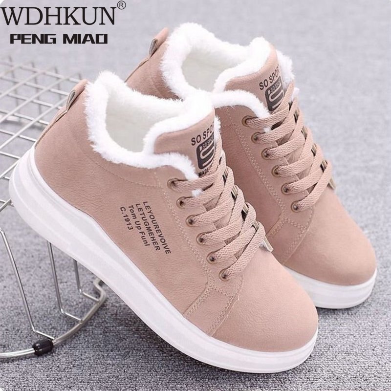 Damesschoenen winter damesschoenen warme bont pluche dames casual schoenen veterschoenen sneakers zapatillas mujer platform