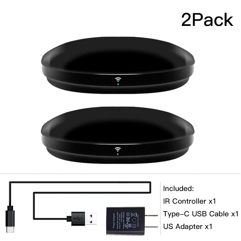 FrankEver Smart IR Remote Control WiFi IR Blaster Controller Universal Repeater Hub Work with Alexa Tuya APP Smart Household: With Plug 2PCS