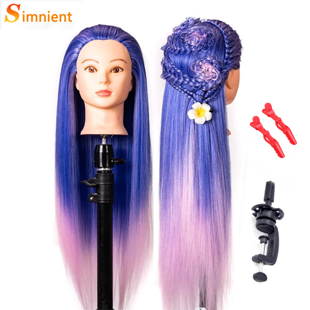 70cm Long Doll Head For Hairstyles Mannequin Head With 100% Synthetic Long Hair Training Head For Braid Hairdressing With