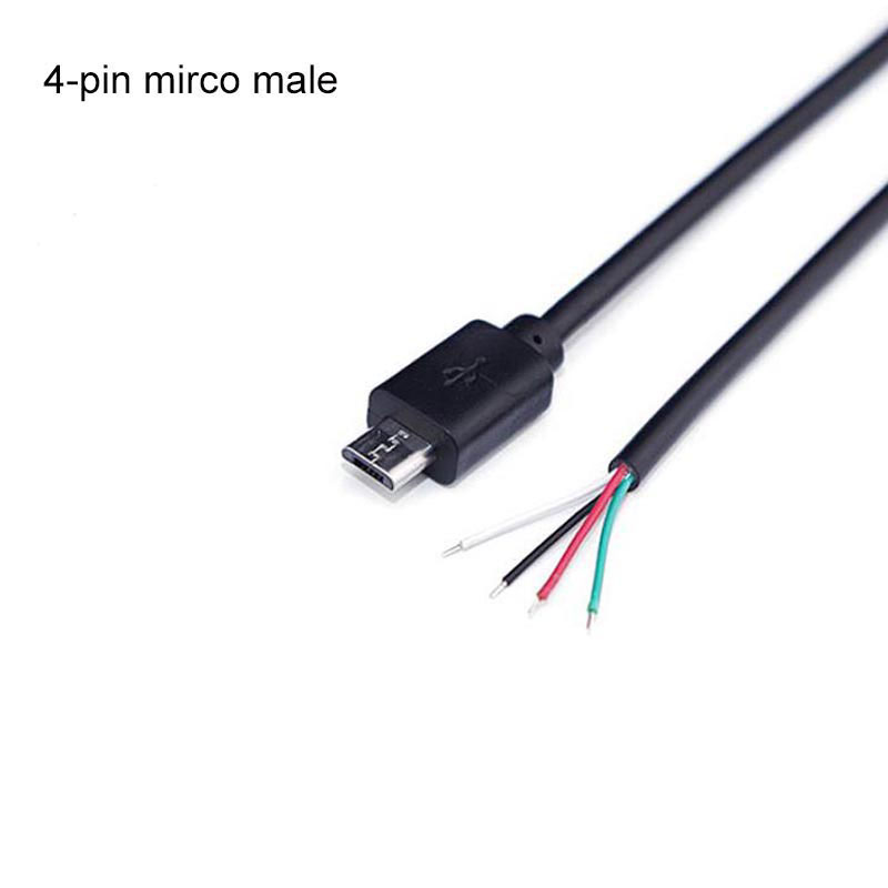 2 4 núcleos 0,3 M USB 2,0 tipo A macho hembra 2 pines 4 pines micro USB DIY conector reparación Cable de soldadura adaptador de fuente de carga de energía: Oro