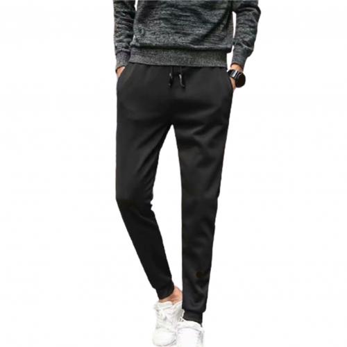 Men Plain Slim-Fit Casual Sports Sweatpants Fall Winter Thick Casual Harlan Pants Elastic Waist Lace-up Sports Trousers: XXXL / 3
