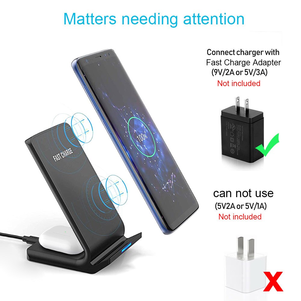 Fdgao 2 In 1 Draadloze Fast Charging Stand Dual Qi Lader 15W Voor Iphone 11 Xs Xr X 8 plus Airpods Pro Voor Samsung S20 S10 Knoppen