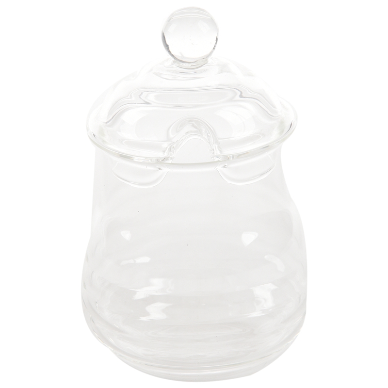 Transparent Glass Honey Jar With Lid Honey Jar With Dipper, Clear, 9 Ounces