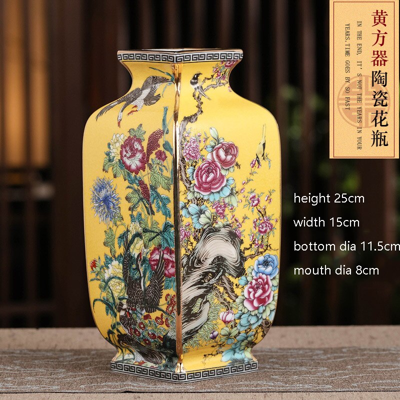 Jingdezhen porcelæn vase veranda ornamenter antik officiel emalje porcelæn antik samling firkantet vase: E