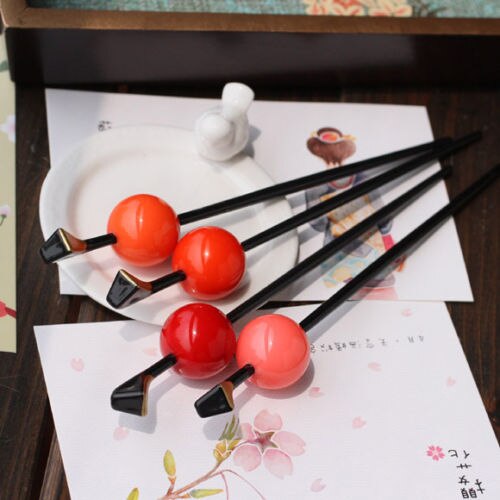 Biamoxer geisha Giapponese Oiran Copricapo Tornante Kanzashi kimono Palla Bastone Dei Capelli Accessorio