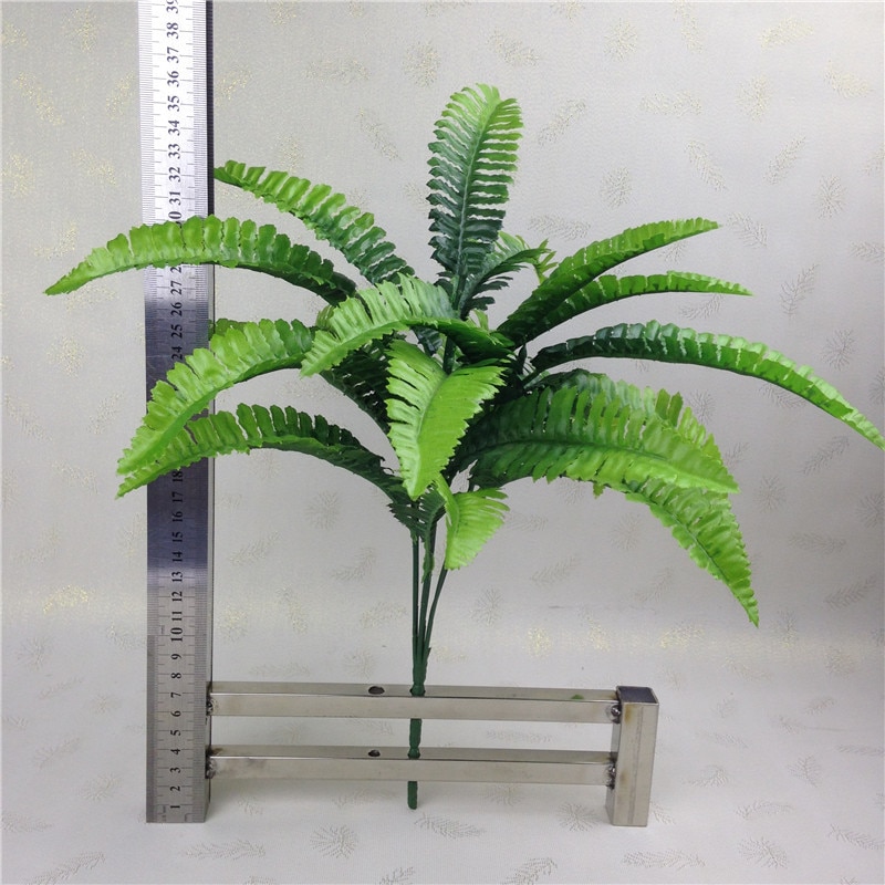 Chea ferro artificial com 7 garfos, simulação de ferro, planta verde, folhas persivas, flor, planta de parede, decoração para família, acessórios de casamento