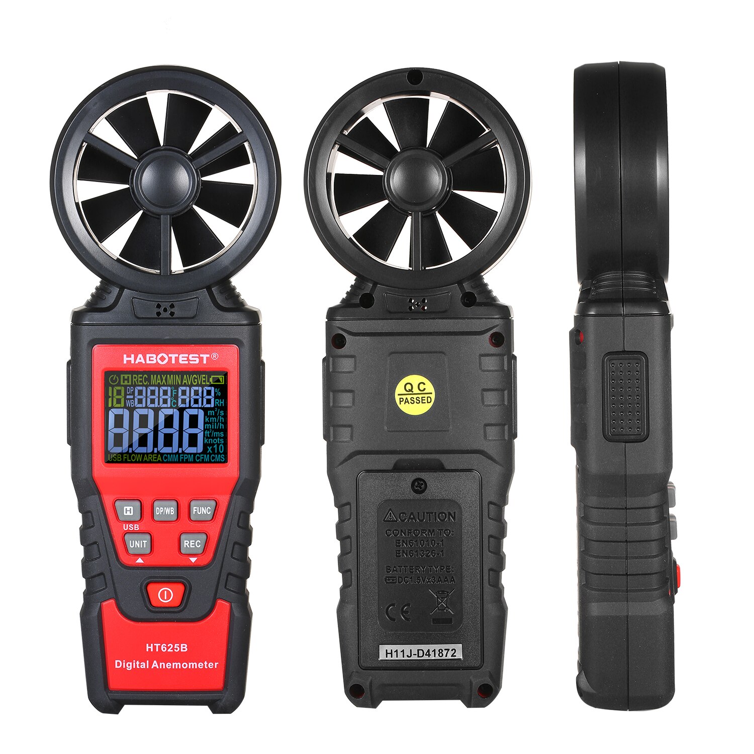 Digitale Anemometer Habotest HT625A Handheld Wind Meter Gauge Windmeter Air Flow Meter Voor Meten Wind Air Volume