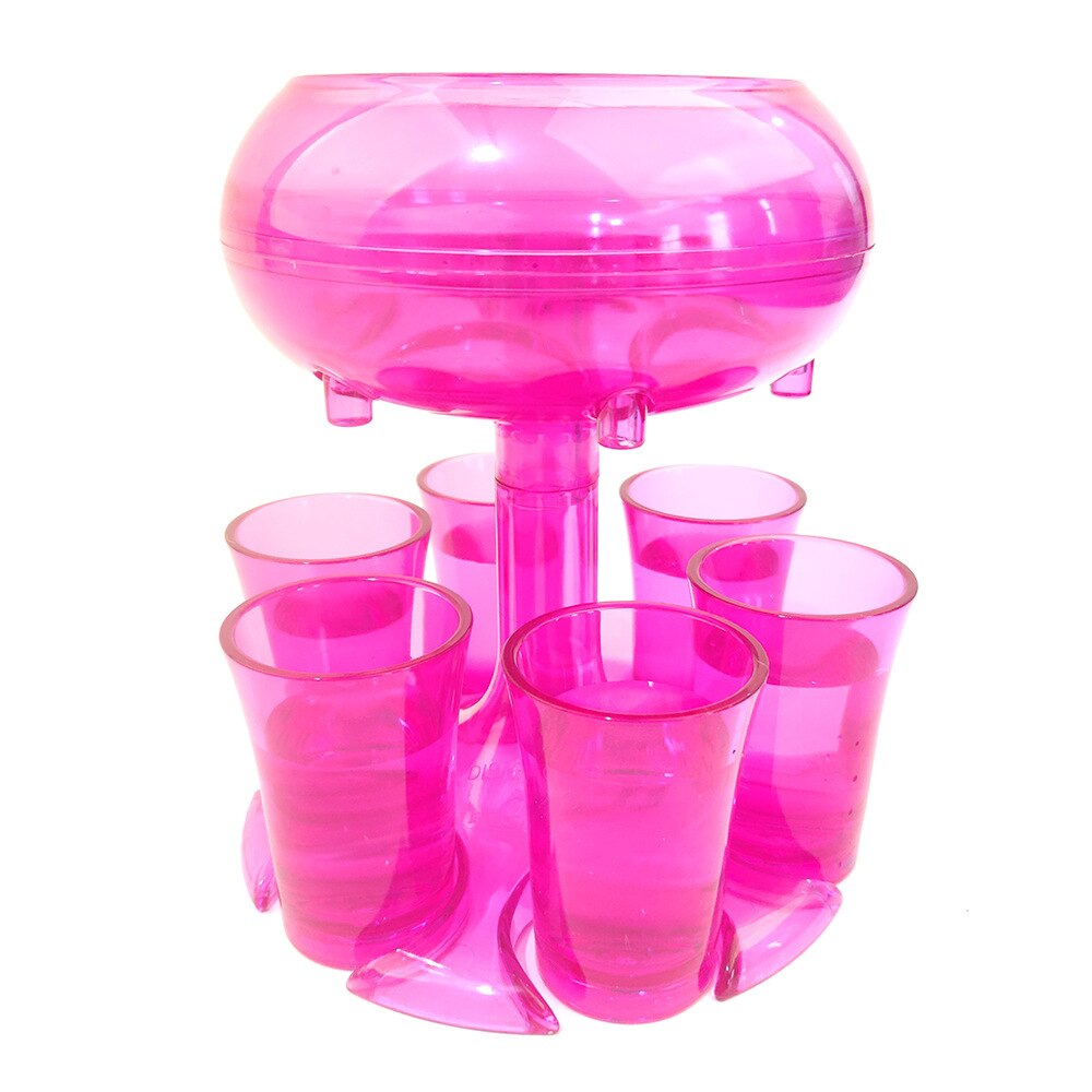 Acryl Materiaal 6 Shot Dispenser Houder Carrier Caddy Liquor Dispenser Wijn Whisky Bier Dispenser Holder Drinken Games Gereedschap: Acrylic Set Pink