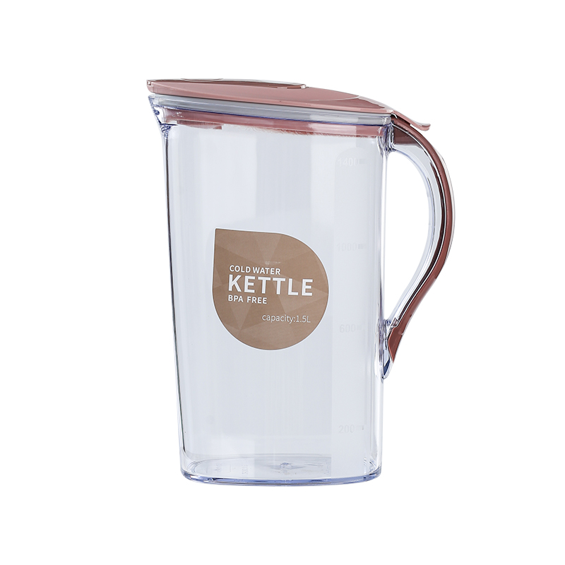 Large Plastic Water Pitcher with Lid Square Water Carafe with Lids BPA Free Water, Tea, or Juice Containers with Lids for Fridge: Pink / 1.5L