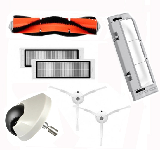 Para Xiaomi Mi Robot aspirador 1a generación/2/1S, SDJQR01RR SDJQR02RR SDJQR03RR Roborock E4 E5 S4 Max filtro de Cepillo Lateral principal: Negro