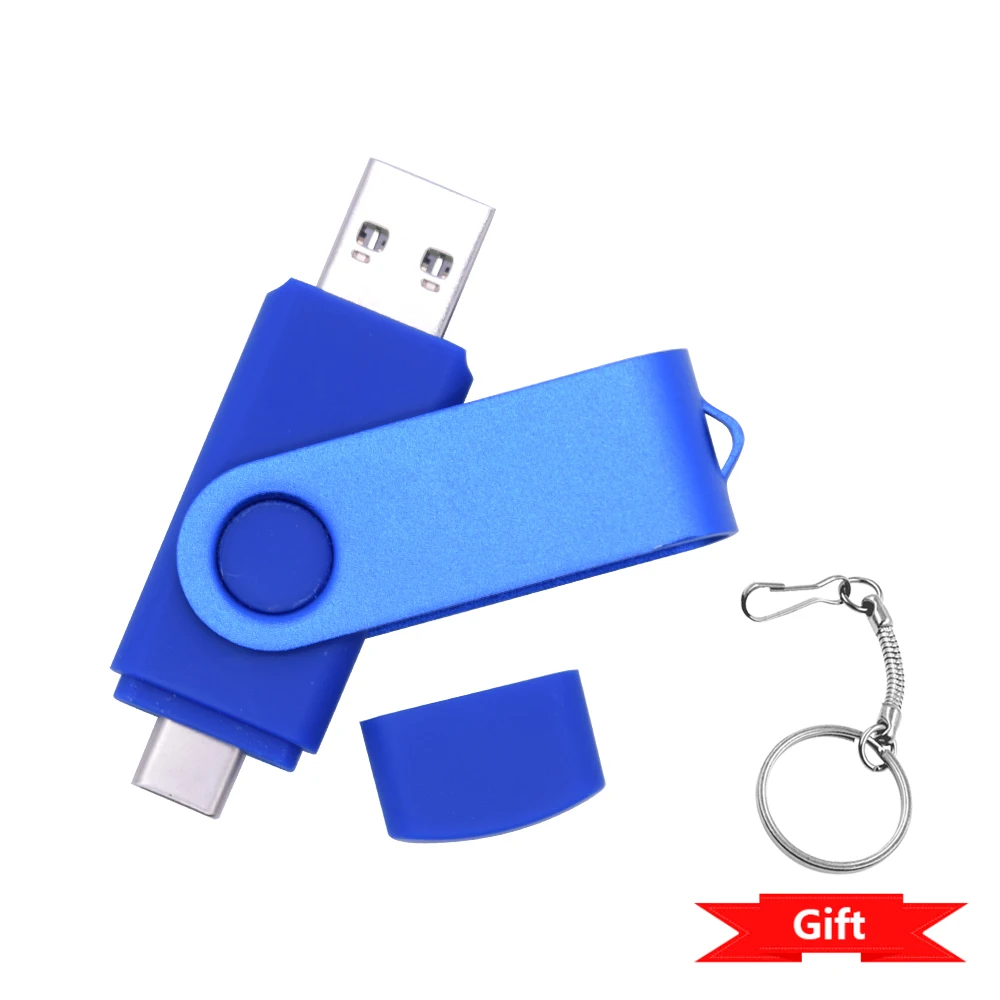 Unidad flash USB giratoria 128GB 32GB 16GB Pen Drive 256GB Pendrive 64GB 4G OTG 2 en 1 Memoria Usb Stick Tipo C Usb 2.0: Rojo / 4 GB